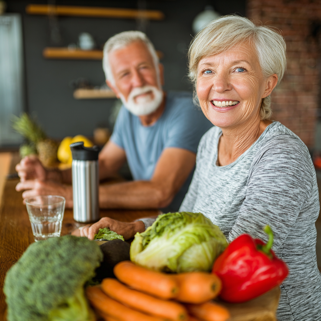 Confident older adults enjoying active lifestyle and healthy nutrition